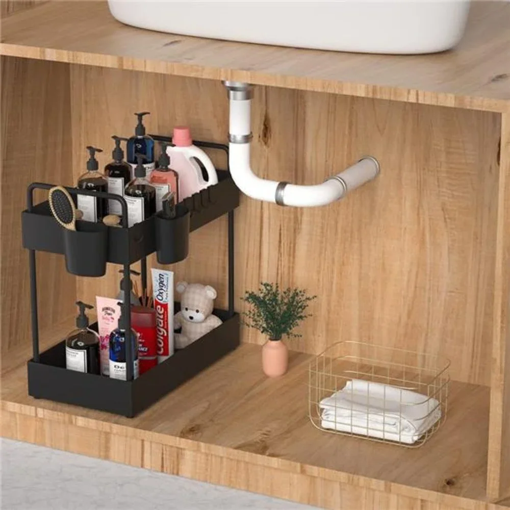 Under Sink Organizer, 2 Tier Bathroom Sink Storage Under Cabinet Organizer